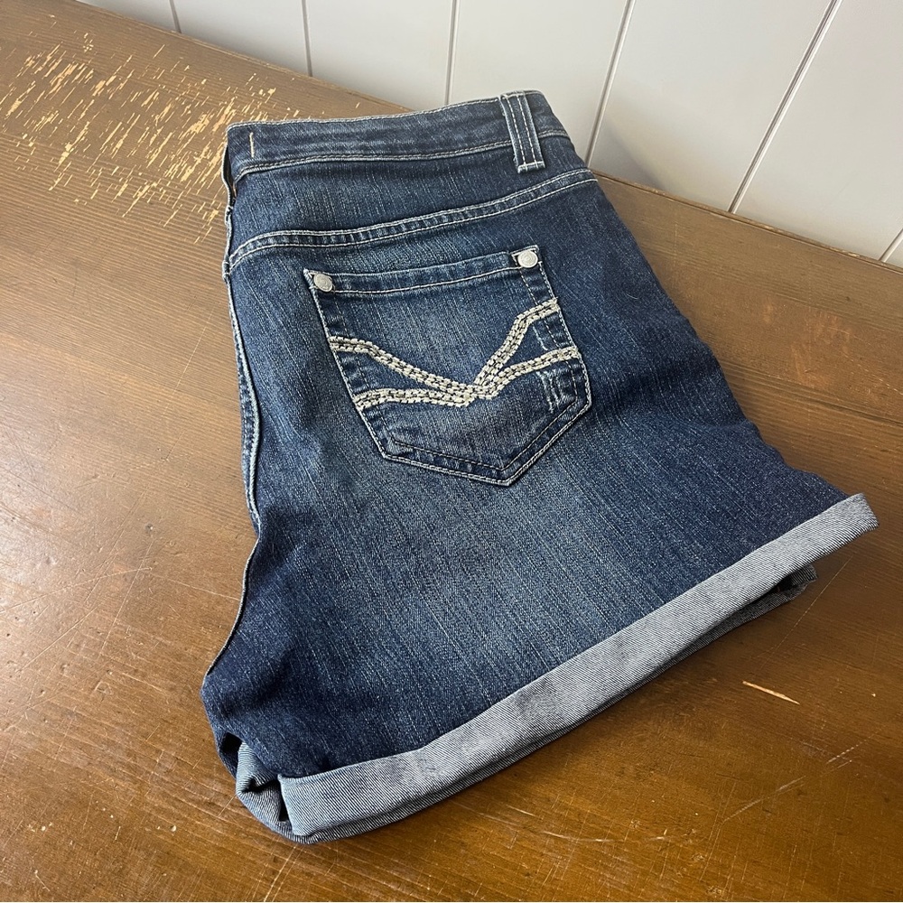 Dark Blue Denim Jean shorts with Button Detail